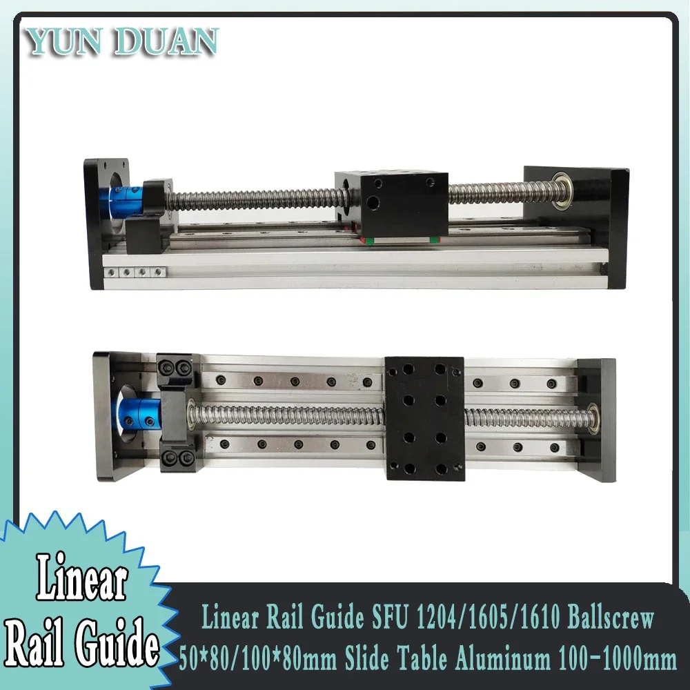 Double Square Linear Guide Sliding Table SFU 1204/1605/1610 100-1000mm Stroke Ball Screw Platform XYZ Axis Stage 2/4PCS Sliders