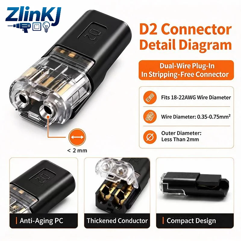 Electric Wire Connector No Strip Quick Dual Line Cable Interconnection Detachable Automotive Terminal Plug Universal Quality