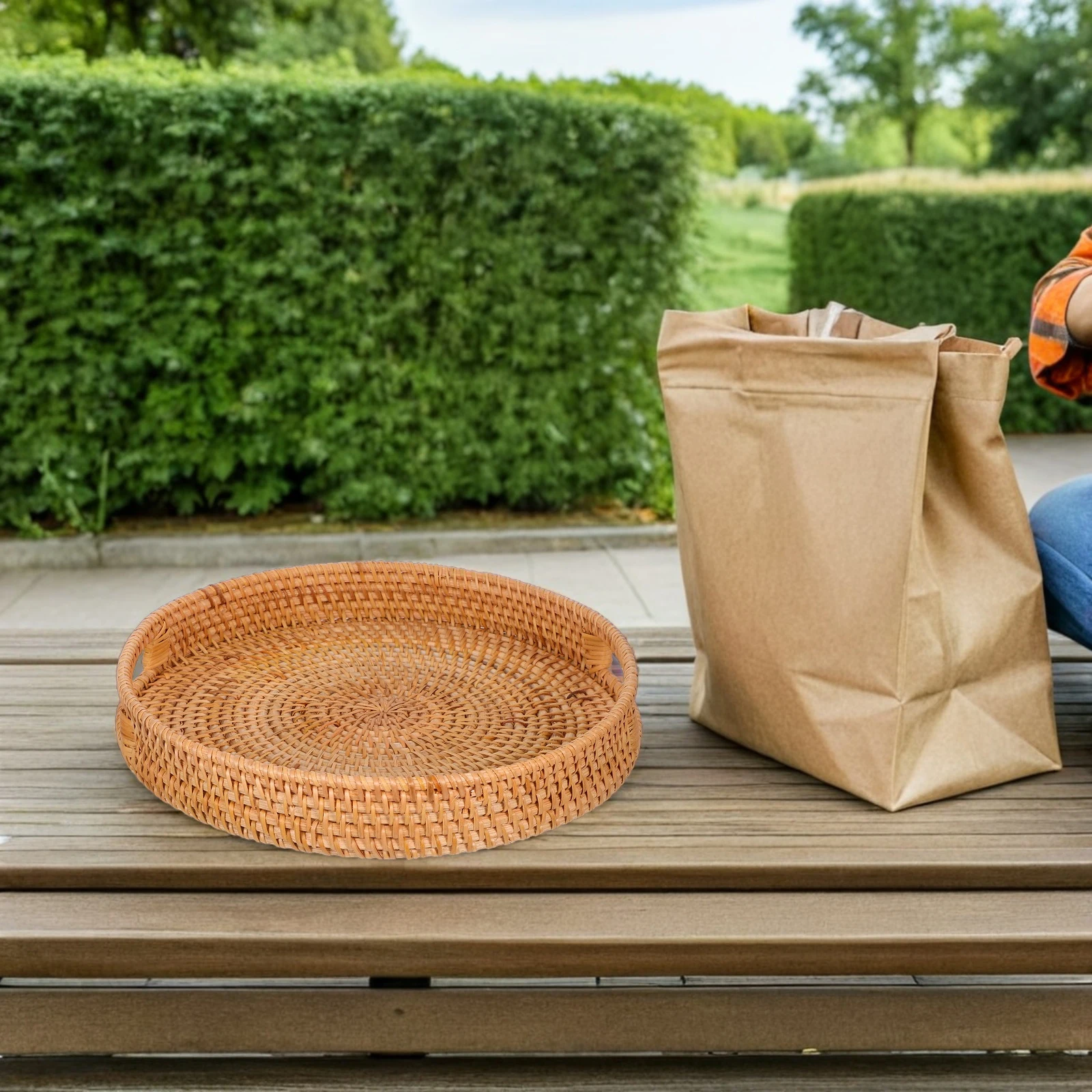 

Rattan Tray Basket Trays Bread Baskets for Kitchen Counter Snacks Desktop Serving