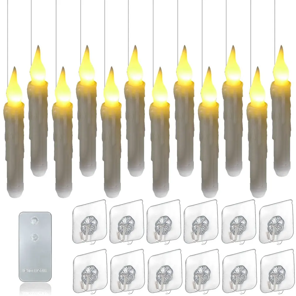 LED With Fishing Line Hook Simulation Candle Wand Levitation Remote Control Candle Halloween Christmas Decoration