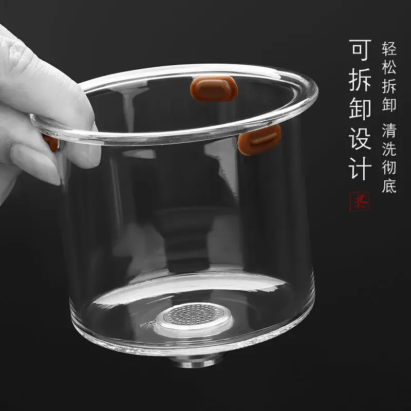 Forro de vidro sem haste Copo elegante Bule de fabricação de cerveja Atração magnética Chá de filtragem com um clique