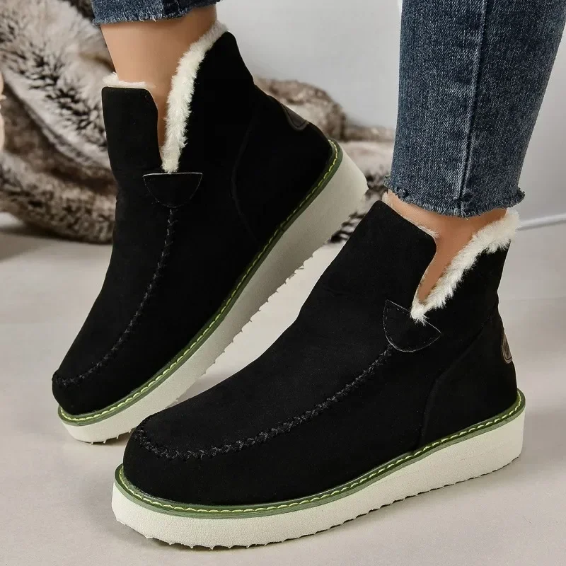 Frauen Schneeschuhe schlüpfen auf Plattform Stiefeletten für Frauen Baumwoll schuhe Winter lässig warme kurze Stiefel Frau Stiefeletten Botas de Mujer