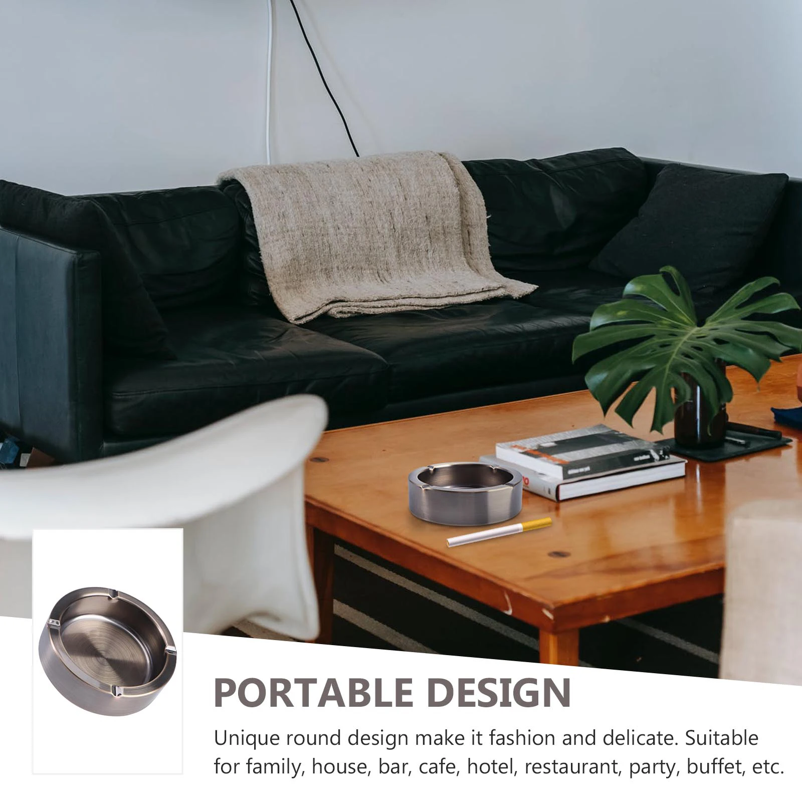 

Stainless Steel Ashtray Cigarette Anti-fall Ashtrays for Home Smoking Personality