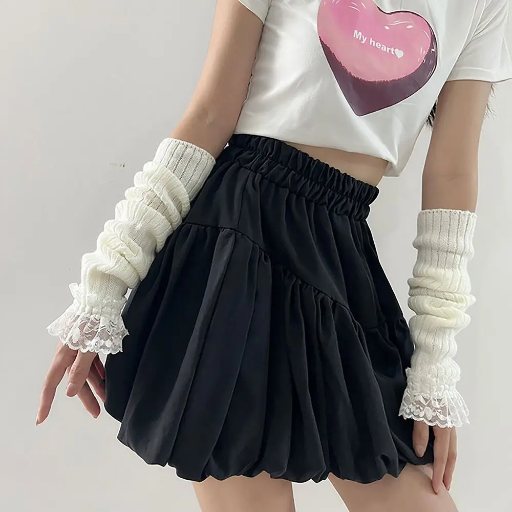 لينة الدانتيل النساء قفازات المعصم الطويلة مدفئات للذراع طويلة محبوك قفازات محبوكة اليابانية الكورية نمط الذراع قفازات دافئة شتاء دافئ #1