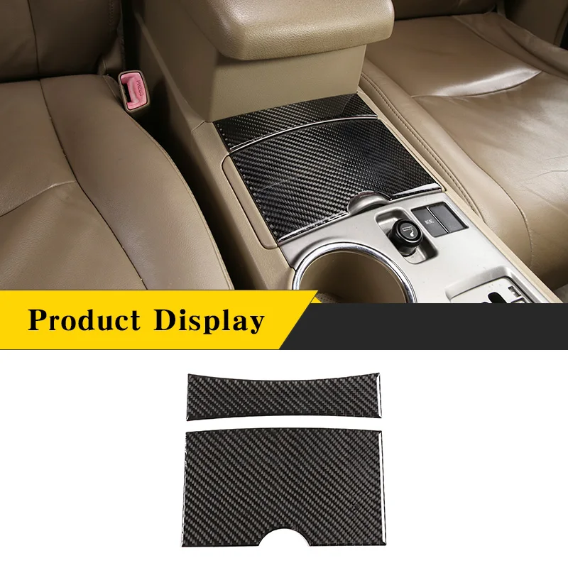 

For Toyota Highlander 2009-2013 Central Control Cup Holder Rear Storage Panel Sticker Real Carbon Fiber Car Interior Accessories