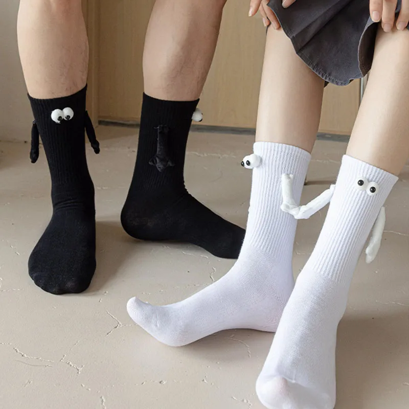 Epligg Mid Tube Socks 3d Hand In Hand Club Couple Socks With Magnet Creative Magnetic Suction Socks Cotton Toe Socks