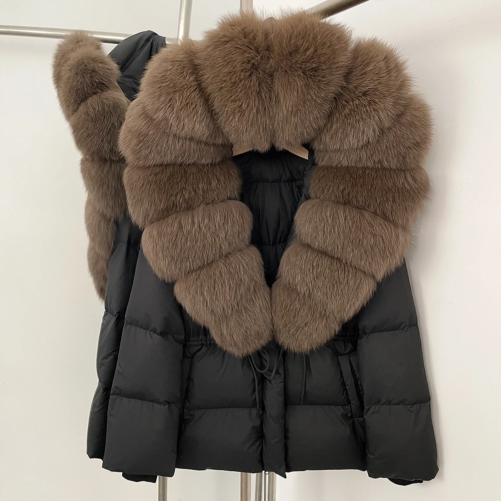 Fuchs Pelzmantel Natürliche Waschbären Pelz Realität Pelz Jacke Mit Kapuze Weibliche Winter Warme Echtpelz Kragen Ente Unten Mantel Frauen Puffer Jacke