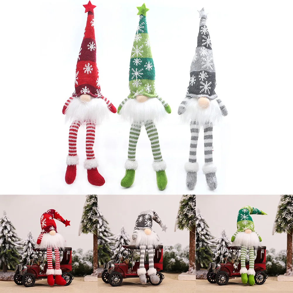 Kerst gezichtsloze pop kabouter ornamenten LED licht pluche breien ambachten hanger decor kerstversiering voor thuis kindercadeau