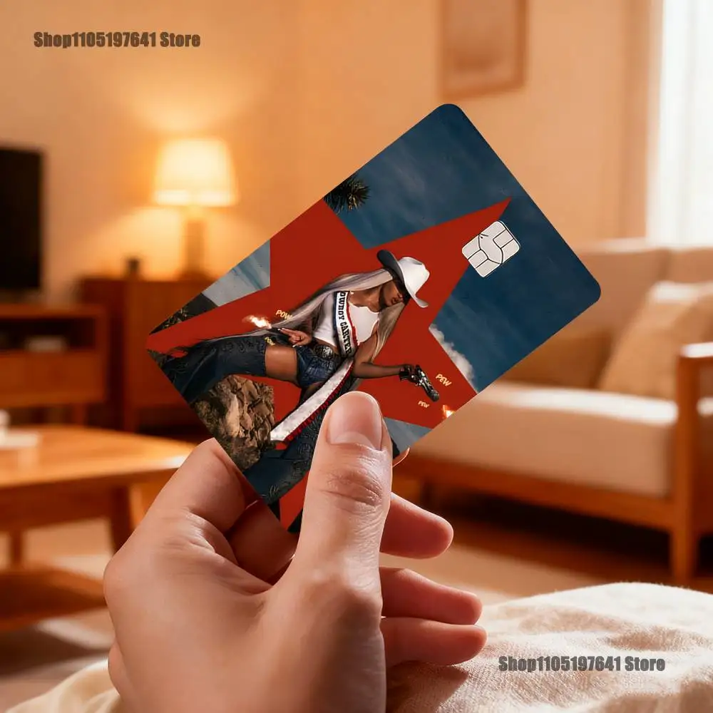 Singer B-Beyonce Cowboy Card Stickers Credit Visa Debit Bank Charge Card Bus Metro Waterproof Sticker Decal Decoration