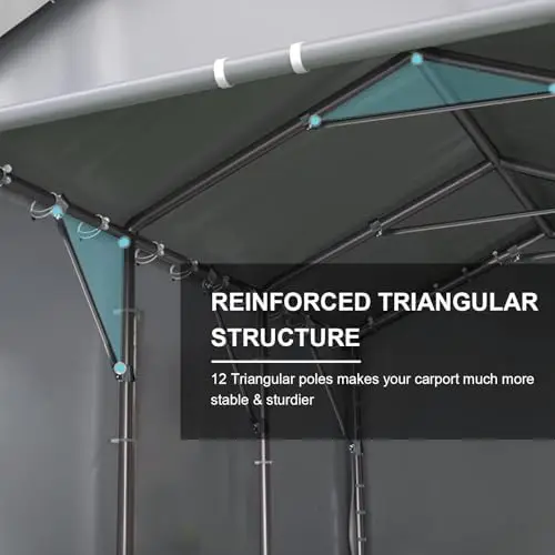 Carport, 10x20ft Heavy Duty Portable Garage, Car Port with Storage Shed, Car Canopy with Removable All-Season Tarp