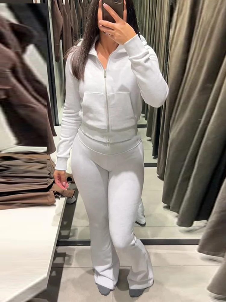 سستة أفخم سترة السراويل الطويلة سيدة مجموعة بلون التلبيب الستر عالية الخصر ضئيلة جرس أسفل السراويل مجموعات المرأة الجديدة عادية