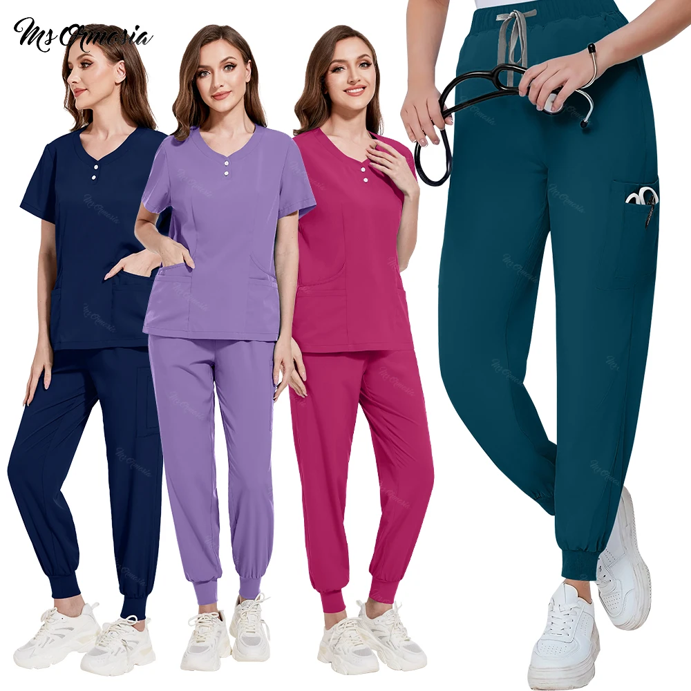 Scrubs Medical Uniforms Women Uniforms Set Multicolor Pharmacy Suit Nurse Work Clothes Hospital Doctor Workwear Surgery Top Pant