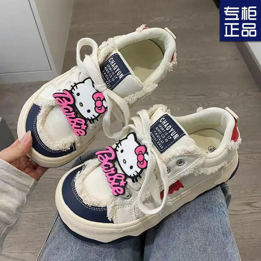 Cartoon Hello Kitty Board Shoes Cute Sanrioed Anime Spring Student Thick Bottom Antiskid Outdoors Kawaii Sports Shoes Girl Gift