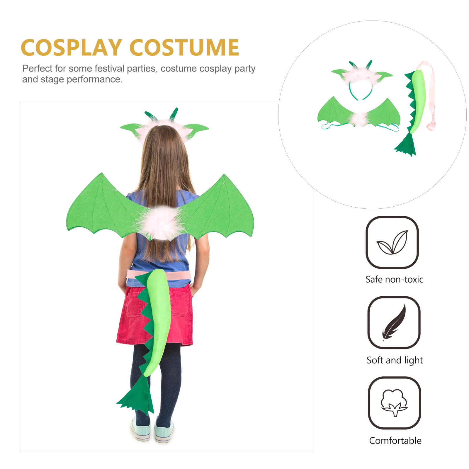 

Tail Pink Non Dinosaur Tail woven Kids Costume Party Pterodactyl Wing Festivals Dinosaur Headb Kids Accessories