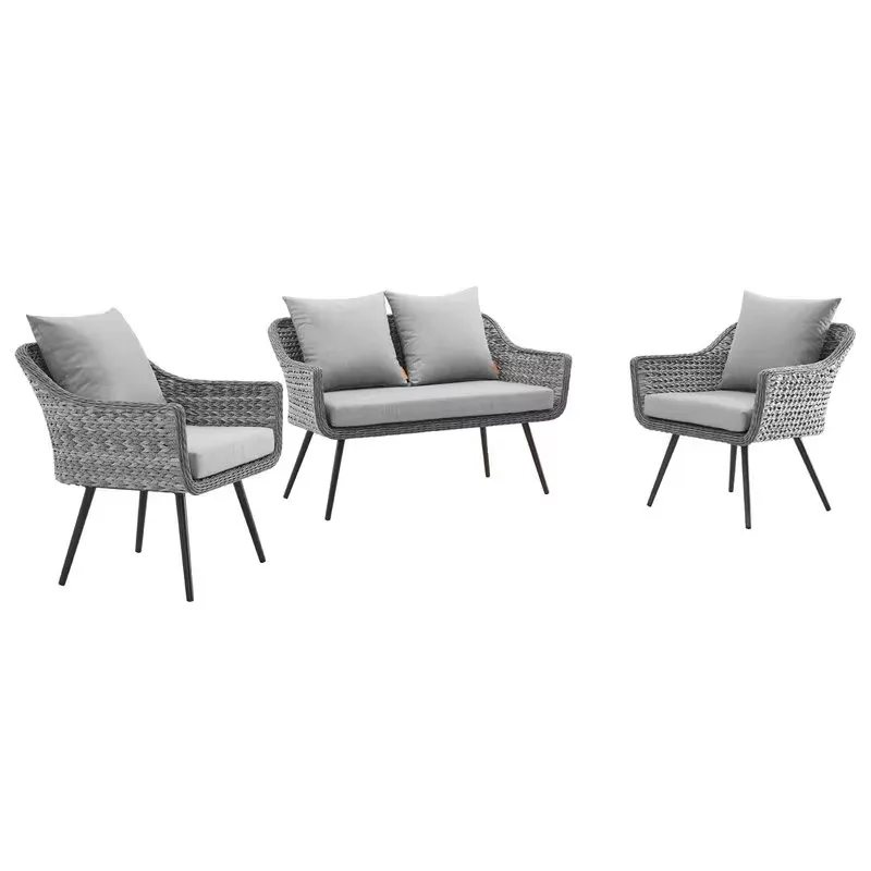 Outdoor rattan sofa courtyard balcony leisure chair outdoor waterproof and sun protection garden villa terrace three-piece furni
