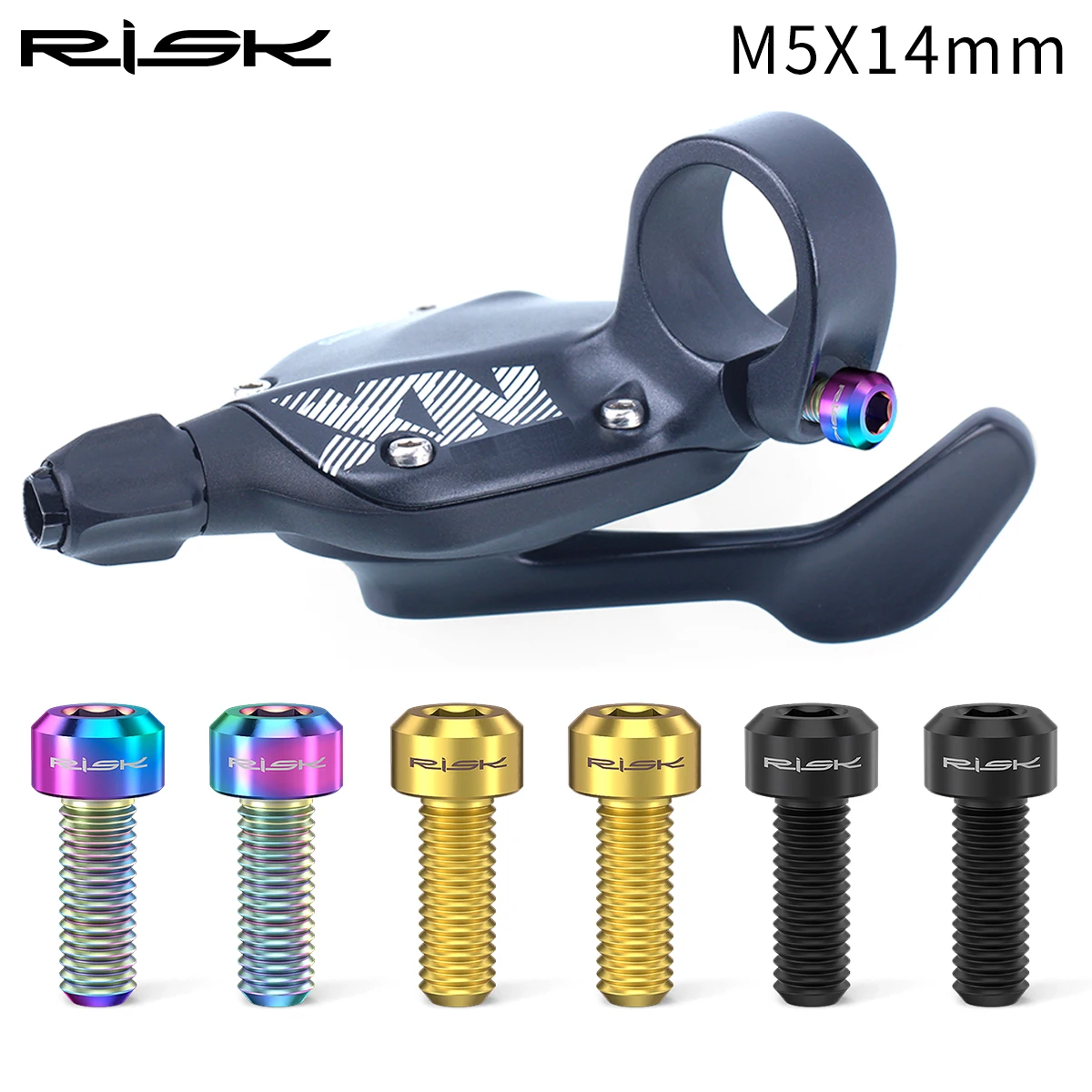 Risk-M5 X 14mm Titanium Bolts, Brake Lever Screw for MTB Bicycle Derailleur, Thumb Shift, Variable Speed Screws, Cycling Parts