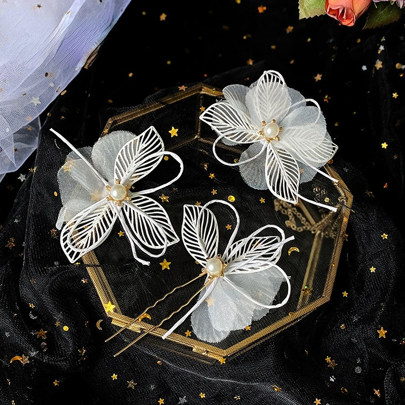 

3pcs Pearl Flower Hair Pins Euro Wedding Accessories Bride Hair Clips Flower Hair Pins Women Hair Styling Party accessoires
