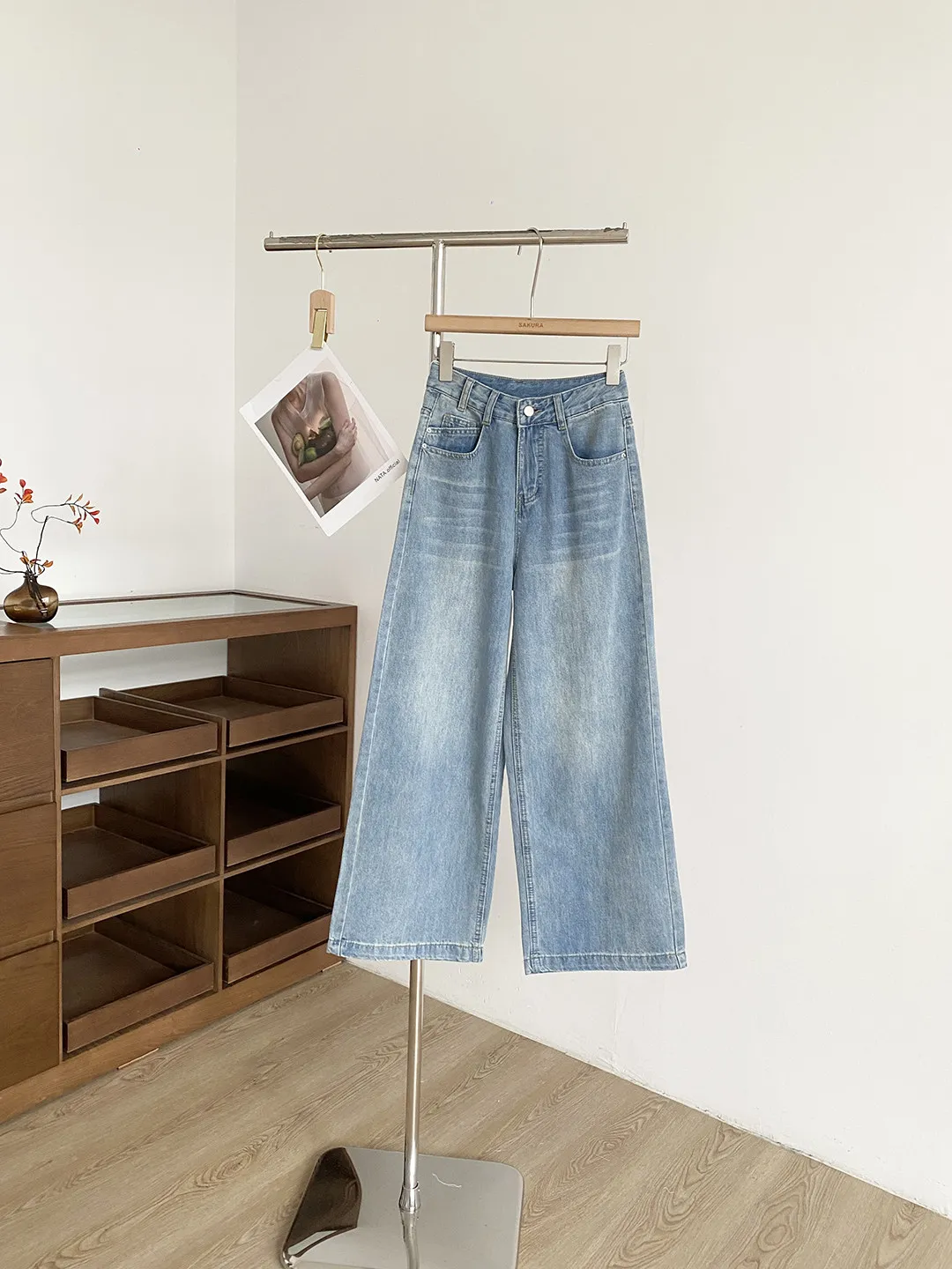Casual Loose High Waist Wide Leg Jeans Women's Spring Commute Style Korean Version Simple Fashion Student Retro Denim Pants