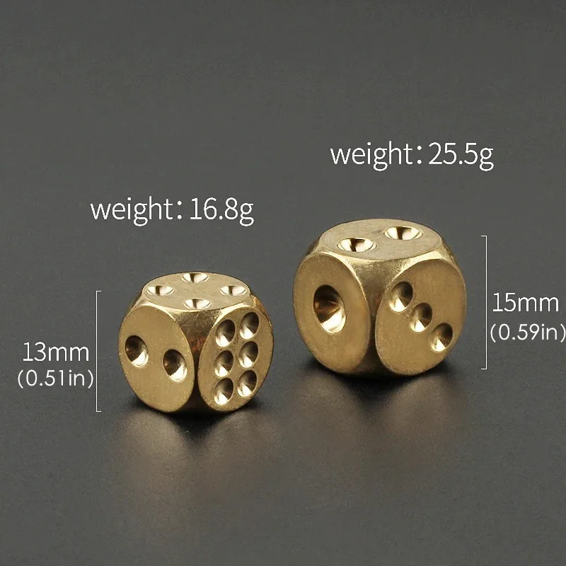 2pcs/lot Copper Dice Brass Dice Sieve Creative Mahjong Dice Bar Tool Outdoor Small Toy 13mm/15mm