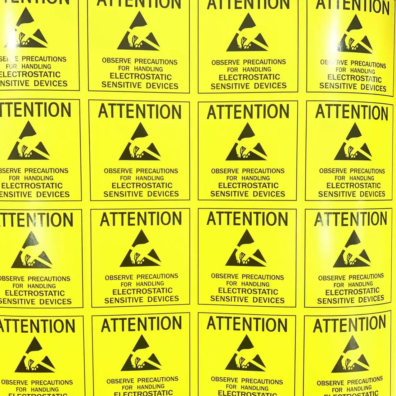 4.8*4.8cm ATTENTION Sticker Adhesive Label for ESD Anti Static Sensitive Device Electronic Shielding Anti-Static Party Packing