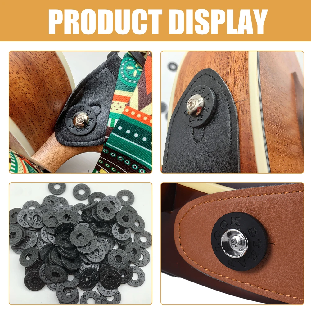 

24pcs Guitar Strap Lock Washers Black Silicone Safety Pads Electric Acoustic Bass Guitar Accessories Strap Parts