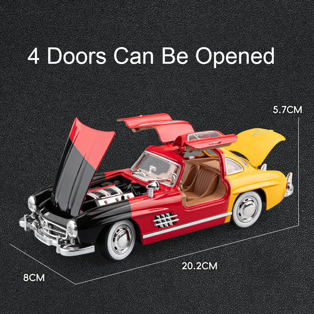 1:22 300SL Vintage voiture Miniature jouet modèles alliage moulé sous pression I8 supercars son lumière portes ouvert tirer arrière Collection garçons cadeaux