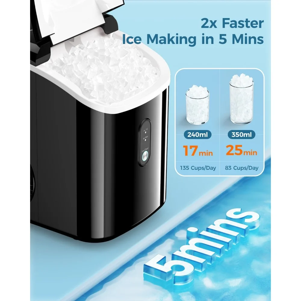 Ice Maker with Self Cleaning & 33lbs/24h, Lower Noise & Small Sonic, Portable Ice Machine