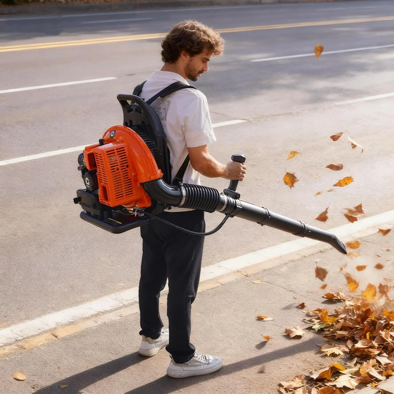 66CC Gas Backpack Leaf Blower, Orange | 4.02HP, 880 CFM 320 MPH, 2-Cycle Engine, Variable Speed Trigger, Professional Gas Powered, Garden Lawn Supplies