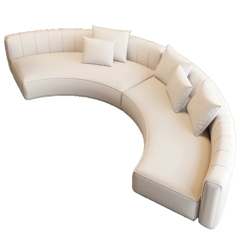 Sofá curvo de lujo ligero, sofá semicircular para salón de belleza, sofá de negocios simple de alta gama, vestíbulo de hotel para reuniones B & B