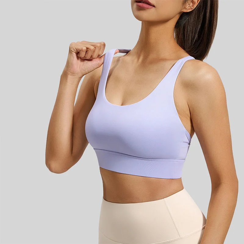 PofyBofy Criss Cross Back Yoga Crop Top Gym Bra Strappy Sports Bras for Women Crisscross Back Medium Support Yoga Bra Unpadded
