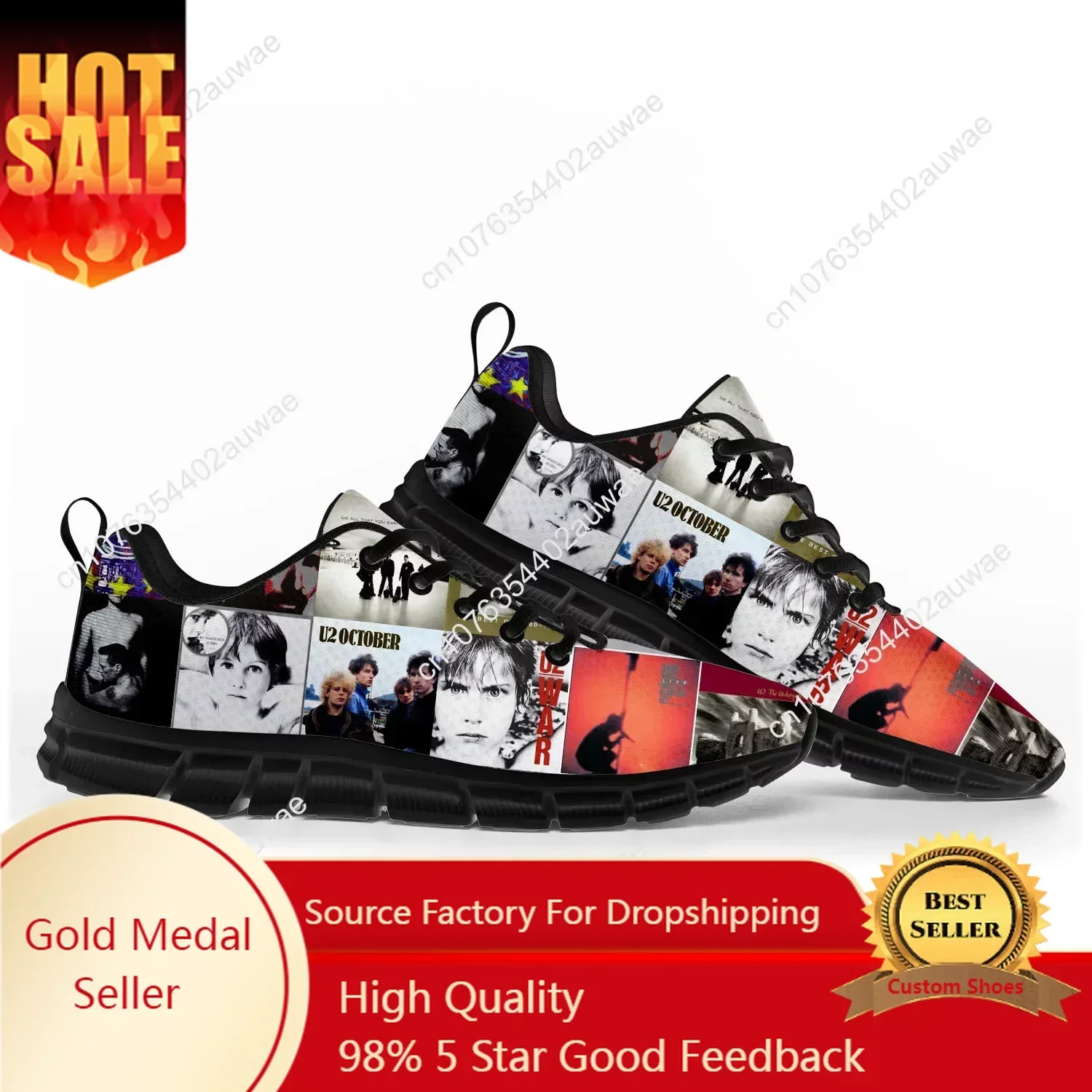U2 Rock Band Fashion Punk Sports Shoes Men Women Personalized Casual Sneakers Couple Shoes