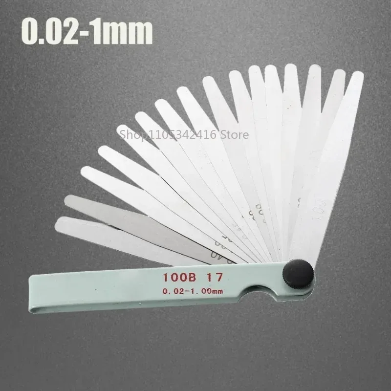 17 Blades Metric Feeler Gauge 0.02-1.00mm Gap Measuring Tool for Engine Valve Adjustment Precision Gap Filler