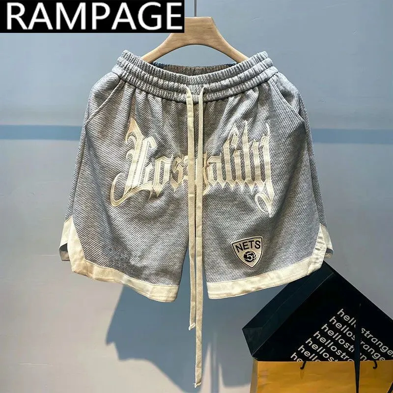 Sweatpants الأمريكية كرة السلة السراويل الصيف الرياضية رقيقة خمس نقاط السراويل الشارع الهيب هوب العصرية ماركة التطريز فضفاض السراويل #3