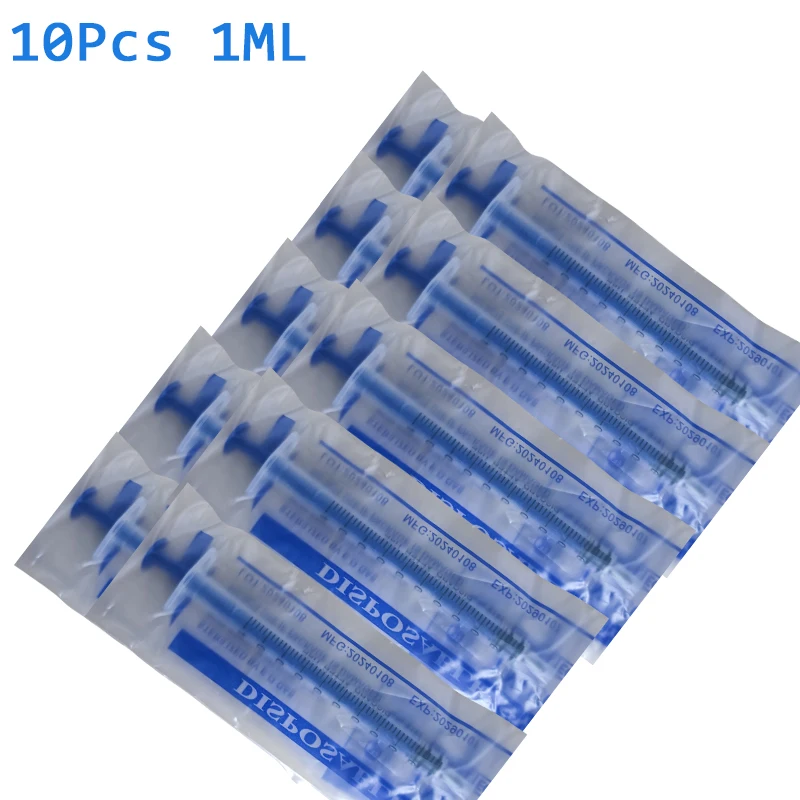 10Pcs 1ml Syringe With OPP Plastic Without Needles For Kithchen Car Tool Syringes Industrial Adhesives Glue Soldering Pet Feed