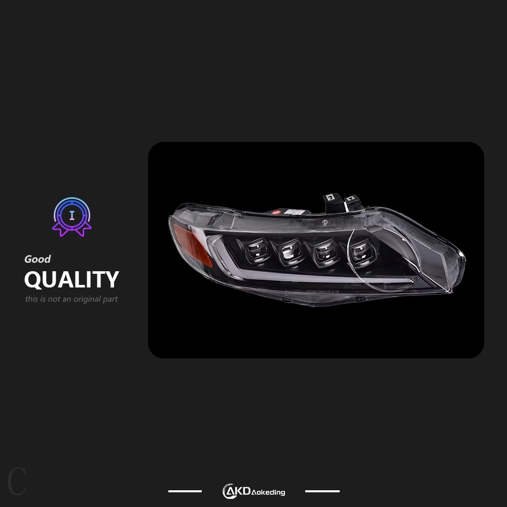 AKD مصباح سيارة لهوندا سيفيك 8Th Gen 2006-2011 LED مجموعة المصابيح الأمامية للسيارات مع ترقية مؤشر متتابع للرسوم المتحركة #3