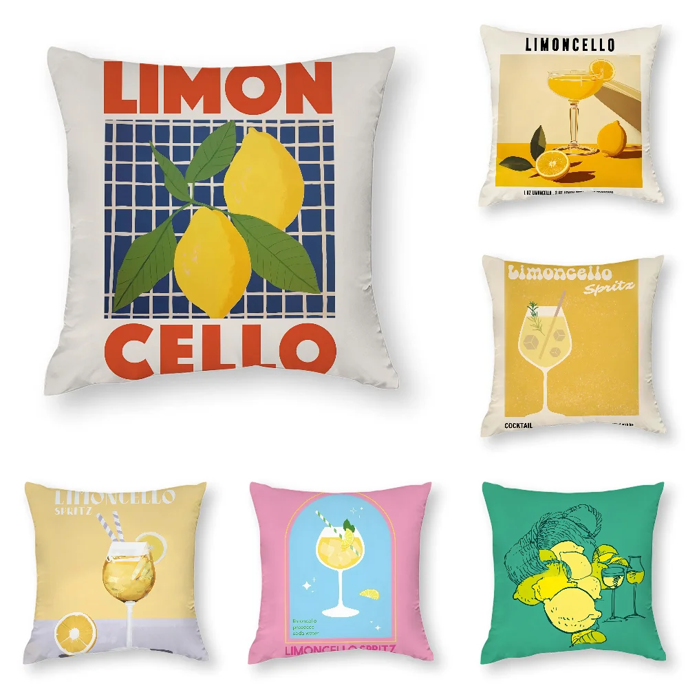 

Limoncello Cocktail Pillow Case 3D Print Polyester Fiber 40*40 cm Home Sofa Throw Pillow Cover Decoration Festival Gift