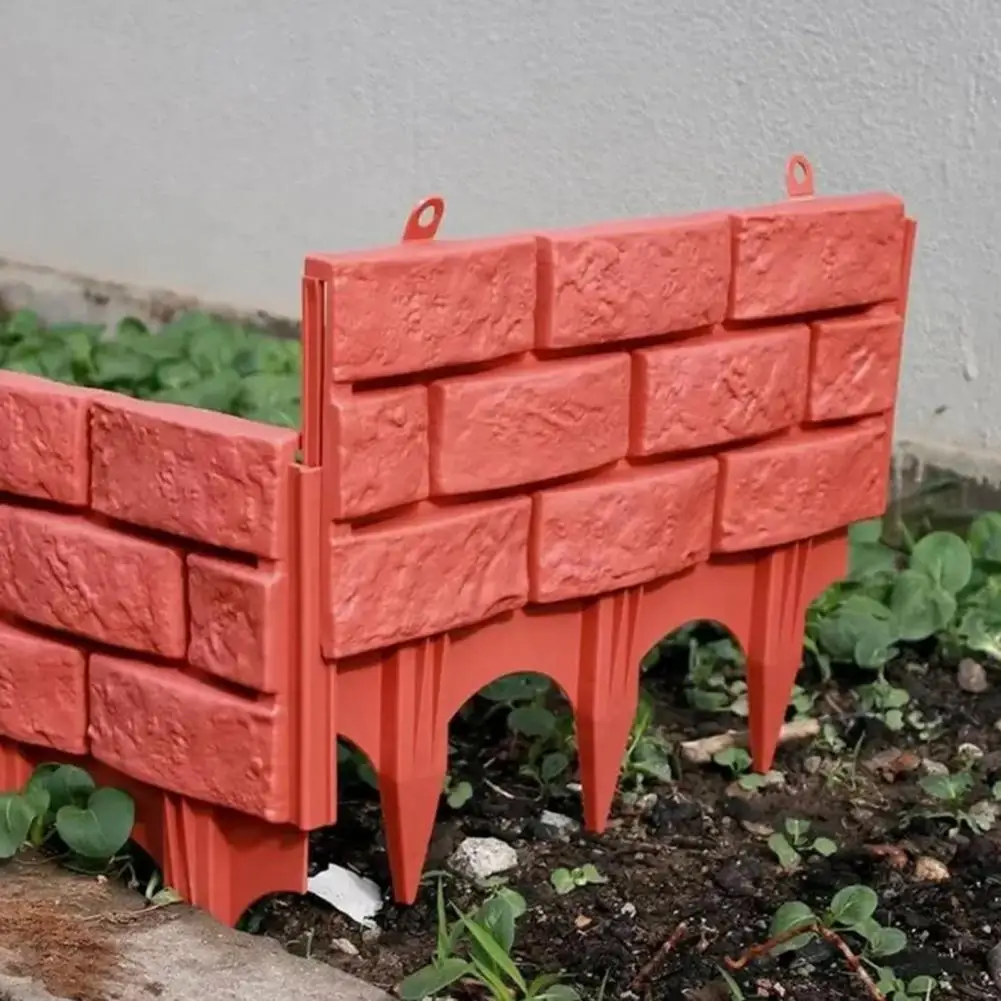 Plastic Garden Retaining Fence, Brick Look Edging Border, Outdoor Landscape Edging Fence for Flower Beds Paths Lawns view 2