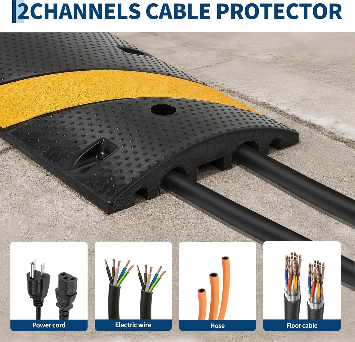 

Резиновый лежачий полицейский для проезжей части (1 шт.) - грузоподъемность 22 000 фунтов, портативный дорожный ограничитель скорости, модульное покрытие для кабелей на асфальте/бетоне