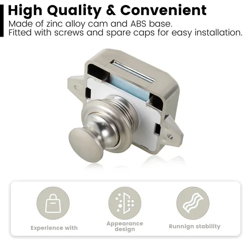 Imagen 2 del producto 5/10 Uds cerraduras de empuje pestillo de botón Camper coche RV caravana barco cajón gabinete puerta captura sin llave cerraduras de armario muebles