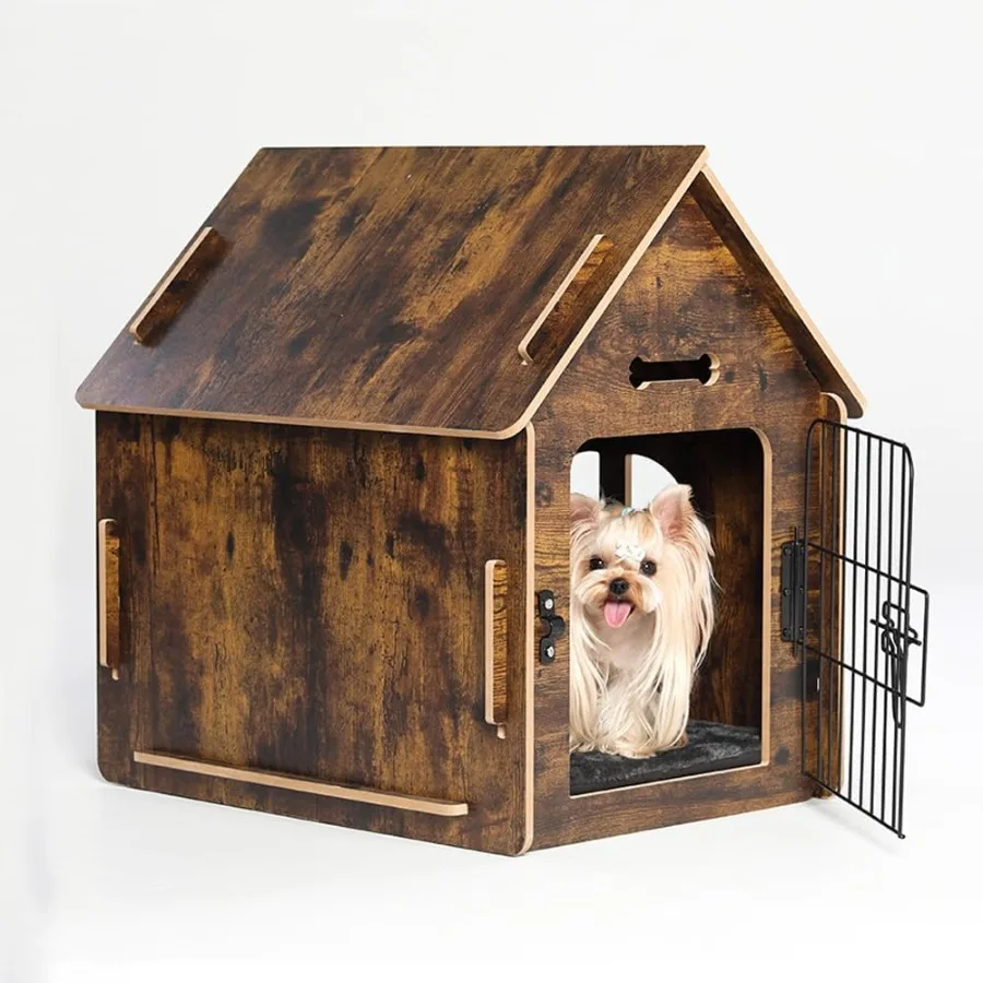 

Cozy Wooden Dog House Indoor for Small Dogs or Cats with Air Vents and Elevated Floor Warm and Breathable Design Ideal for Home