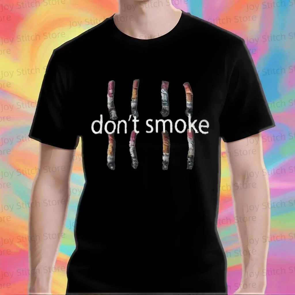 

Men's non-smoking printed T-shirt street wear casual short sleeved top, couple wear, cotton round neck, soft and comfortable
