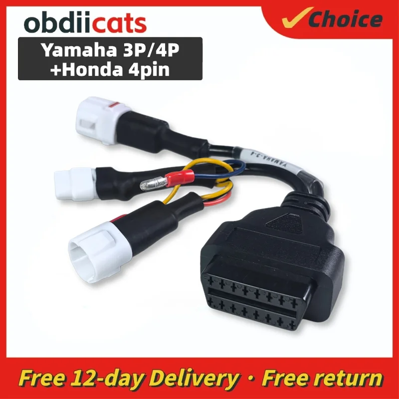 For Yamaha 3pin + 4pin For Honda 4pin Motorcycle Cable 3IN1 Motorbike Diagnostic Cable Adaptors OBD2 Diagnostic Cable Connector