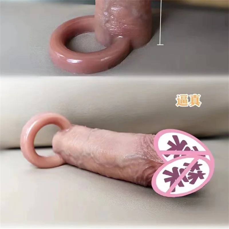 Super Realistic Penis Sleeve Reusable Cock Sleeve Extender Artificial Dick Enlargement Delay Ejaculation Couples Condom Sex Toys