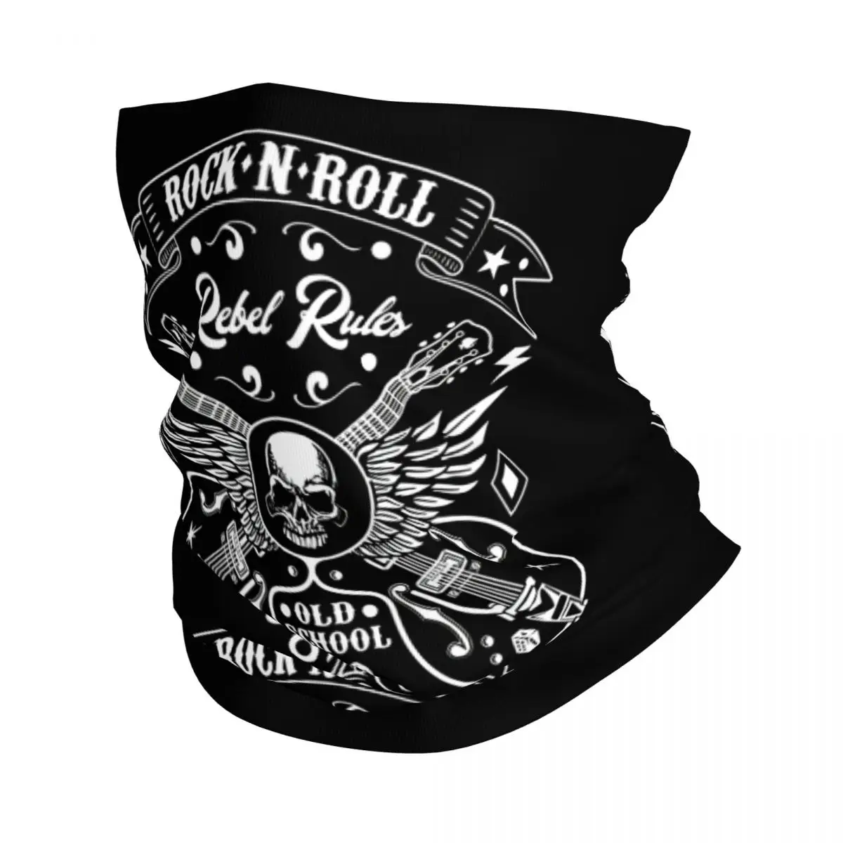 Rock Skull Rockabilly Bikers Vintage 60S 70S 80S Rockers Bandana Neck Cover Wrap Scarf Balaclava Cycling Unisex Adult Breathable