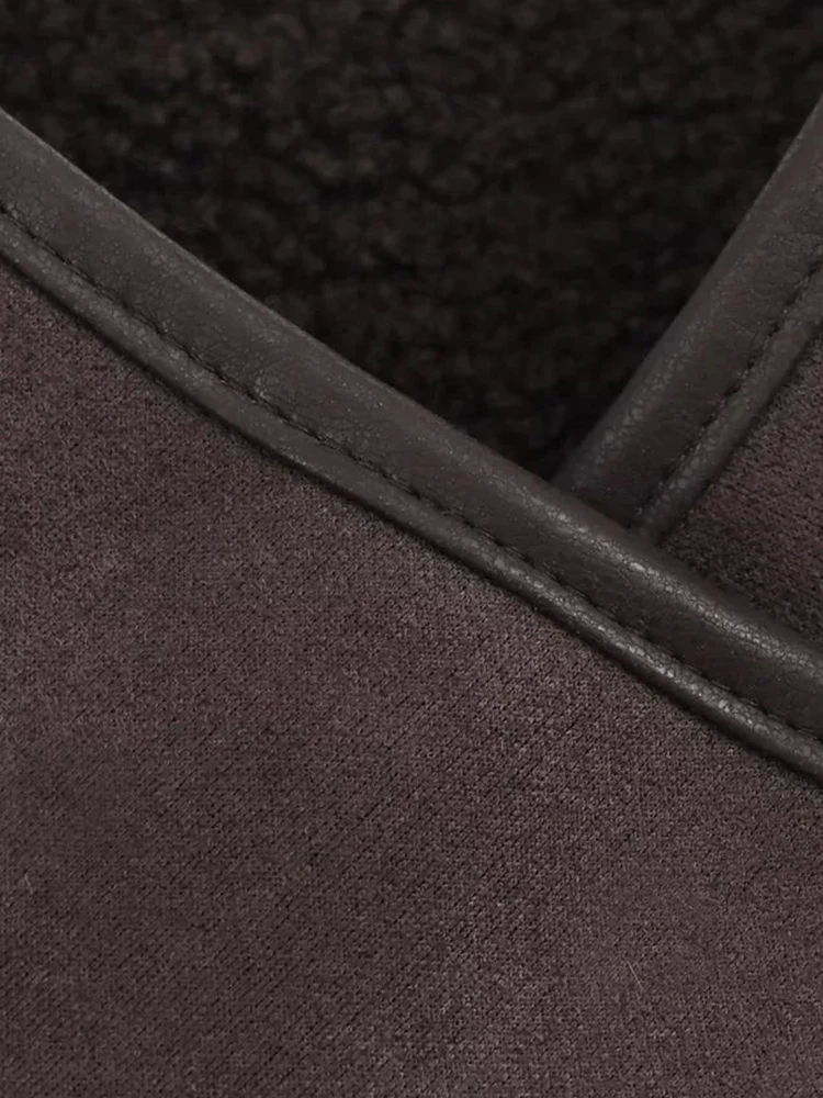 المرأة الجديدة الرجعية على الوجهين زيبر سترة الشارع الشهير فضفاض الوقوف طوق وسيم دراجة نارية سترة معطف خمر #5