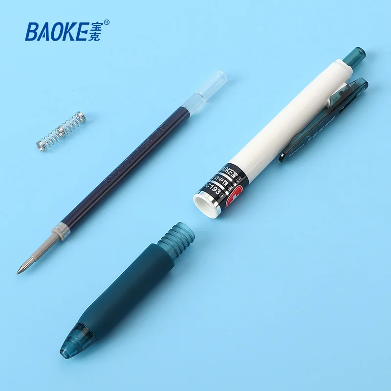 BAOKE PC1939 0.5 مللي متر قلم حبر جل أزرق-أسود قلم حبر قابل للسحب كتابة سلسة سريعة الجفاف للأطباء والمستشفى والاستخدام المكتبي
