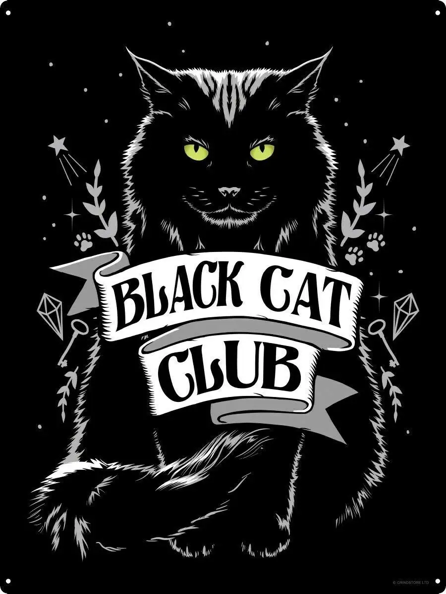 Nobrand Black Cat Club Series Настенный декор Новинка Гараж Металлическая жестяная вывеска-Металлические жестяные вывески, Домашняя кухня Настенный ретро-плакат Табличка M