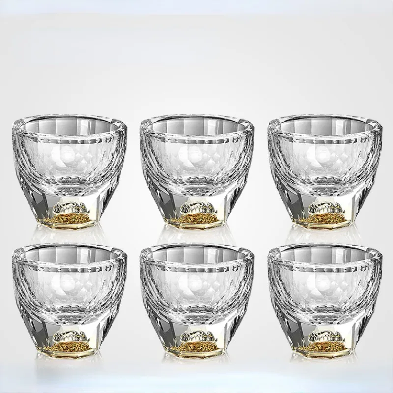 Imagem -06 - Gold Foil Baijiu Cup Dispenser Crystal Glass Presentes para Amigos High-grade One Mouthed Pequeno Copo de Vinho Liquor Grupo Household Pcs