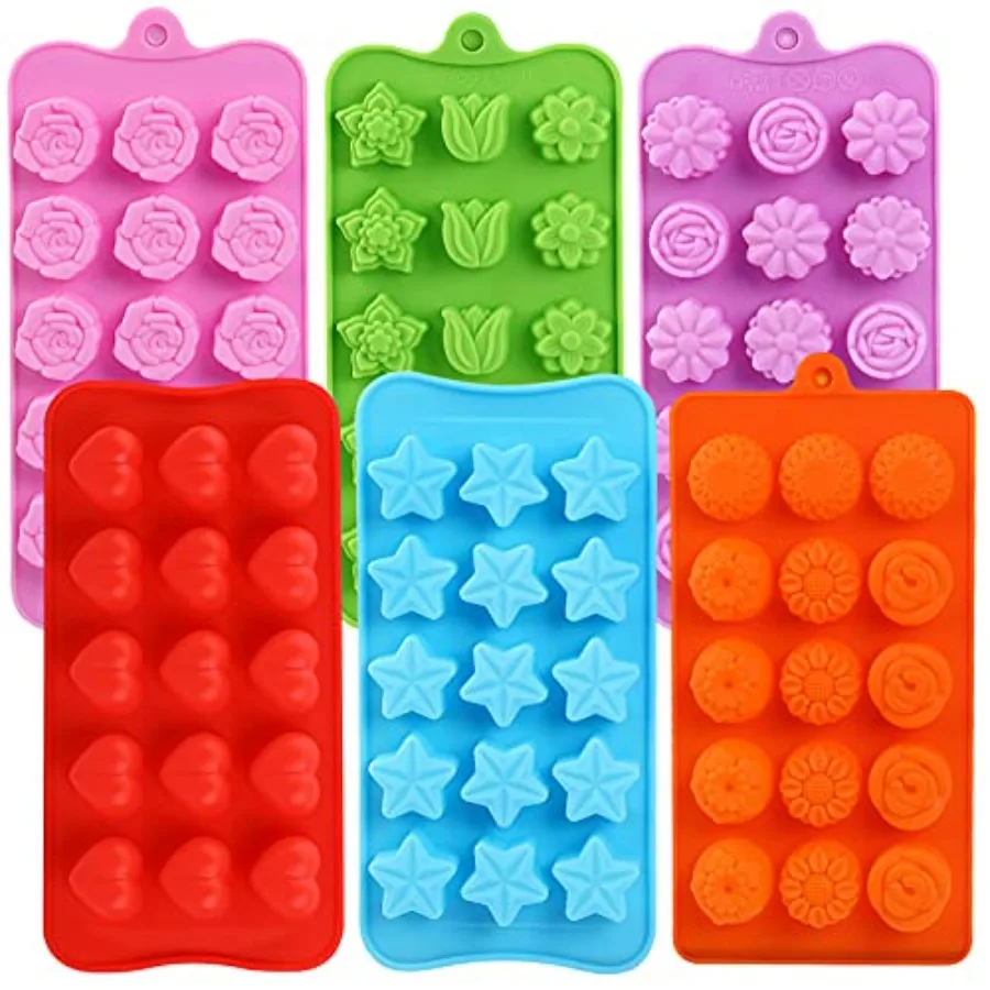 

Flower Shape Chocolate Candy Molds SetHeart The s The rose Flowers in Combition 15 Cavity Silicone Baking Mold Ice Cube TrayWed