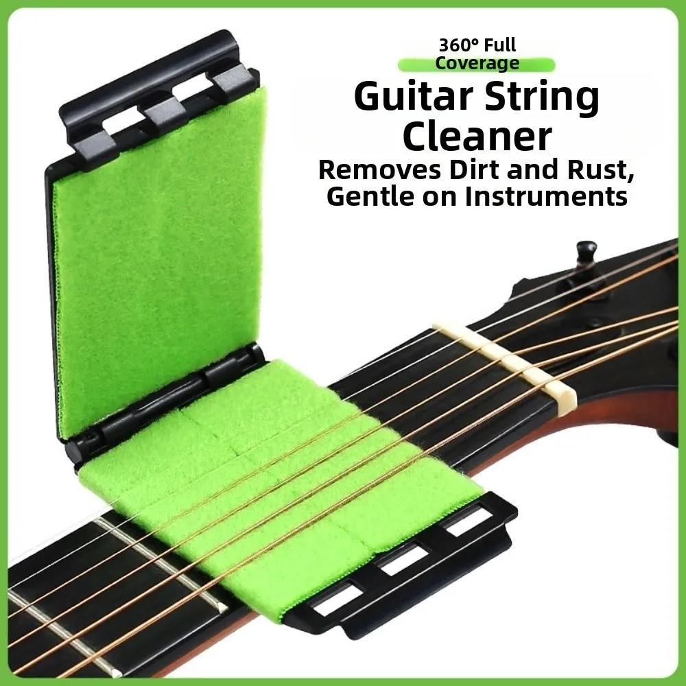 2Pcs Efficient Bass Strings Scrubber Green Protect Guitar String Cleaner Brush Deep Cleaning Save Time Guitar Fretboard Rub Bass
